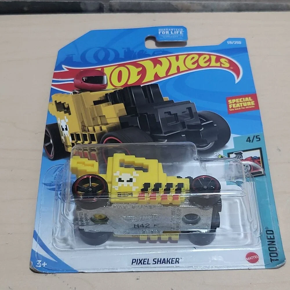 Yellow Hot Wheels Pixel Shaker Diecast Toy Car 2021 Mainline Collection